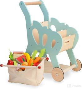 img 2 attached to 🛒 Le Toy Van - Wooden Toy Role Play Grocery Store Shopping Trolley for Boys or Girls - Educational Pretend Play Supermarket Playset for Ages 3+