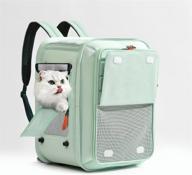 🐱 light green cat carrier backpack: foldable, ventilated, lightweight & comfortable for travel, hiking, outdoor use логотип
