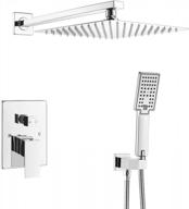 transform your showering experience with rovogo's shower system - includes 10 in. rain shower and 3-function handheld, brass valve and trim kit, and chrome finish logo