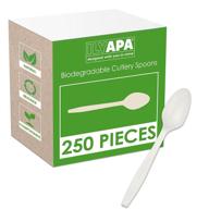 🌱 ilyapa 250 compostable spoons - eco-friendly biodegradable spoon set - bulk disposable cutlery for party or wedding логотип