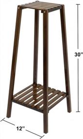 img 1 attached to 2-Tier Bamboo Plant Stand Flower Shelf Rack Display Table For Small Spaces