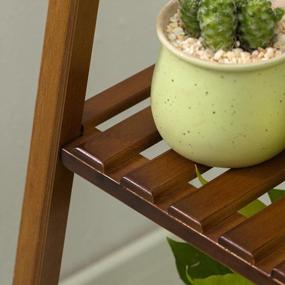 img 2 attached to 2-Tier Bamboo Plant Stand Flower Shelf Rack Display Table For Small Spaces