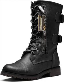 img 4 attached to Women'S Military Combat Lace-Up Ankle Bootie With Mid-Calf Pocket For Credit Card Knife And Money – DailyShoes