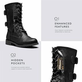 img 2 attached to Women'S Military Combat Lace-Up Ankle Bootie With Mid-Calf Pocket For Credit Card Knife And Money – DailyShoes