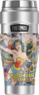 wonder woman collage, thermos stainless king stainless steel travel tumbler, vacuum insulated & double wall, 16oz logo