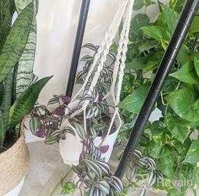 img 5 attached to POTEY Macrame Plant Hangers - Set Of 5 Hanging Plant Holders With Wood Beads And 10 Hooks For Boho Home Decor - 47.3''/40''/40''/40''/40'', Ivory