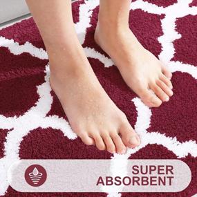 img 2 attached to Burgundy 16X24 Non-Slip Microfiber Bath Rug Mat, Soft And Absorbent Shaggy Carpet For Bathroom Floor, Tub And Shower - Machine Washable Dry.