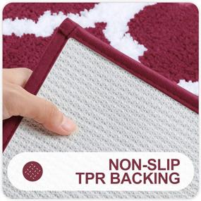 img 1 attached to Burgundy 16X24 Non-Slip Microfiber Bath Rug Mat, Soft And Absorbent Shaggy Carpet For Bathroom Floor, Tub And Shower - Machine Washable Dry.