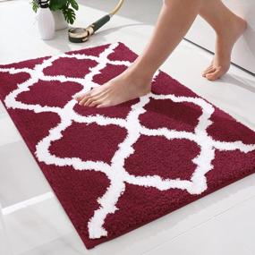 img 4 attached to Burgundy 16X24 Non-Slip Microfiber Bath Rug Mat, Soft And Absorbent Shaggy Carpet For Bathroom Floor, Tub And Shower - Machine Washable Dry.