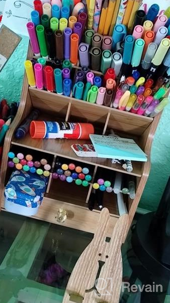 img 1 attached to Organize Your Desk With Marbrasse Upgraded Wooden Pencil Holder - Art Supply & Stationary Organizer Caddy (B16GZ-Cherry) review by Johnny Weber