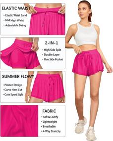 img 2 attached to TARSE Women'S Flowy 2-In-1 Workout Shorts And Skirt With High Waist And Drawstring For Running And Casual Summer Athletics