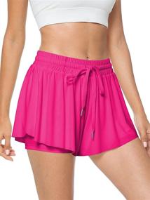 img 4 attached to TARSE Women'S Flowy 2-In-1 Workout Shorts And Skirt With High Waist And Drawstring For Running And Casual Summer Athletics