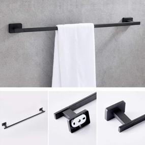 img 2 attached to 🛁 GERUIKE 4-Piece Matte Black Stainless Steel Bathroom Hardware Set with 24-Inch Towel Bar - Wall Mounted Bathroom Accessories Sets