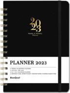 планировщик на 2023 год - еженедельный и ежемесячный календарь с вкладками, внутренним карманом, двойной проволокой | 6,4 "x 8,5" гибкий твердый переплет для организации логотип