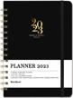 2023 planner - weekly & monthly calendar with tabs, inner pocket, twin-wire binding | 6.4" x 8.5" flexible hardcover for organizing logo