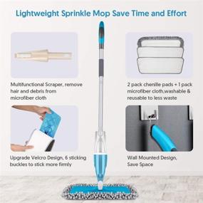 img 3 attached to 🧹 POPTEN Microfiber Spray Mop: 640ML Refillable Bottle, 3 Washable Heads, Ideal for Hardwood, Laminate, and Tile Floors