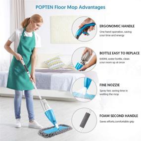 img 2 attached to 🧹 POPTEN Microfiber Spray Mop: 640ML Refillable Bottle, 3 Washable Heads, Ideal for Hardwood, Laminate, and Tile Floors