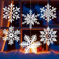 add sparkle to your holidays with miahart's 12" large white snowflakes ornaments - 6 pack of glittery plastic snowflake decorations for christmas tree, indoors, outdoors, windows, and crafts! logo