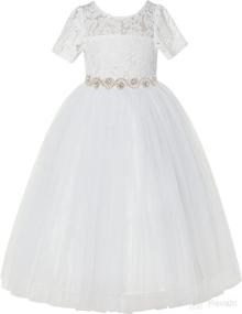 img 1 attached to eKidsBridal Heart Cutout Sequin Junior Flower Girl Dress: Stunning Open Back & Christening Dress