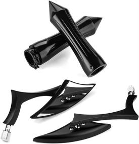 img 4 attached to 🏍️ Touring Street Motorcycle Bike: Custom Blade Side Rearview Mirrors Set + Black Spike Hand Grip 1" Handlebar & Throttle Kit