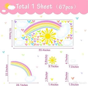 img 1 attached to 🌈 Colorful Rainbow Wall Stickers, Sun Clouds Decals, Watercolor Heart Decals - Large Rainbow Decals for Kids Room, Nursery, Girls Bedroom Decor