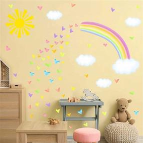 img 2 attached to 🌈 Colorful Rainbow Wall Stickers, Sun Clouds Decals, Watercolor Heart Decals - Large Rainbow Decals for Kids Room, Nursery, Girls Bedroom Decor