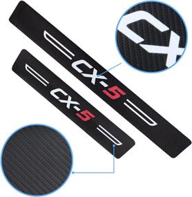 img 1 attached to 🚘 4Pcs Mazda CX5 Car Door Sill Protector - Carbon Fiber Leather Sticker 2015-2022 | Reflective Automotive Guard, Decoration Scuff Plate Sticker