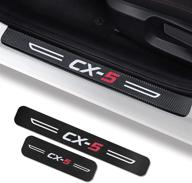 🚘 4pcs mazda cx5 car door sill protector - carbon fiber leather sticker 2015-2022 | reflective automotive guard, decoration scuff plate sticker logo