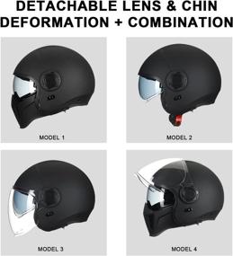 img 2 attached to 🔺 Enhance Safety and Style with TRIANGLE Open Face Motorcycle Helmet Half for Men Cruiser Scooter Street Bike DOT Approved