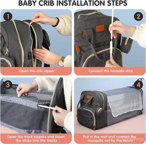 img 1 attached to 🍒 Cherrysea Dark Grey Diaper Bag Backpack with Changing Station & Bassinet - Multifunctional Baby Diaper Bag for Moms, Stroller Straps Included