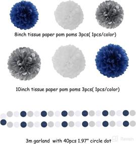 img 2 attached to 🎉 Navy Blue White Silver Party Decoration Kit - 23pcs: Paper Flowers, Banner Flags, Tassel Garland | Perfect for Birthday, Bachelorette, Baby Shower, and Graduation 2021, Gender Reveal | Lasting Surprise