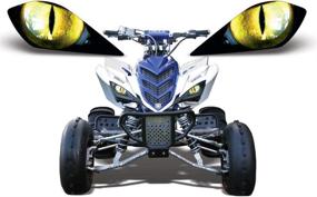 img 1 attached to 🔆 Elevate Your ATV's Style with AMR Racing's Eclipse Yellow Headlight Eye Graphics for Yamaha Raptor 700/250/350