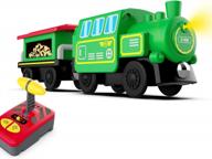 remote control battery-powered wooden train locomotive with powerful engine - compatible with major railway systems and accessories (batteries not included) logo