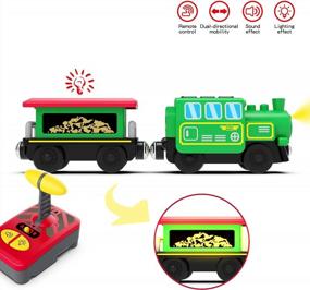 img 2 attached to Remote Control Battery-Powered Wooden Train Locomotive With Powerful Engine - Compatible With Major Railway Systems And Accessories (Batteries Not Included)