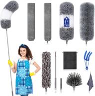 🧹 11pcs microfiber duster kit with extendable pole (30 to 100 inches), washable dusters for cleaning, bendable microfiber feather duster | ideal for high ceiling, furniture, and ceiling fans logo