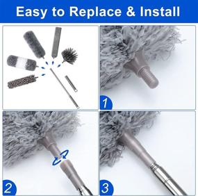 img 1 attached to 🧹 11PCS Microfiber Duster Kit with Extendable Pole (30 to 100 inches), Washable Dusters for Cleaning, Bendable Microfiber Feather Duster | Ideal for High Ceiling, Furniture, and Ceiling Fans