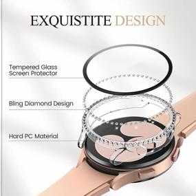 img 2 attached to Samsung Galaxy Watch 4 40Mm 2021 Screen Protector Case Bling Crystal Diamonds Protective Bumper Cover With Tempered Glass Film Accessories For Women Girl Goton Compatible (Clear)