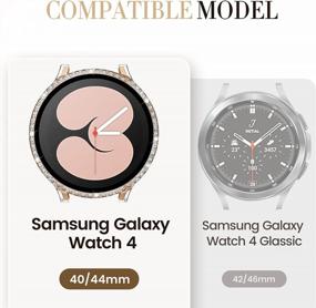 img 3 attached to Samsung Galaxy Watch 4 40Mm 2021 Screen Protector Case Bling Crystal Diamonds Protective Bumper Cover With Tempered Glass Film Accessories For Women Girl Goton Compatible (Clear)