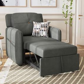 img 4 attached to 🪑 HONBAY 3-in-1 Convertible Sleeper Chair Bed with Adjustable Backrest – Single Sofa Sleeper Chair for Living Room in Dark Grey