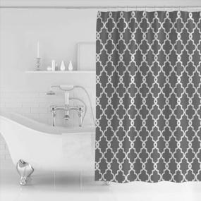 img 2 attached to Add Elegance To Your Bathroom With Vandarllin'S Geometric Patterned Waterproof Shower Curtain - 100% Polyester Fabric, Extra Long 72"X 84" In Grey