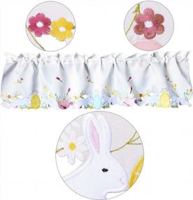 img 3 attached to Simhomsen Embroidered Easter Bunny And Egg Curtain Valance W 58" X L 14", Spring/Summer Kitchen Window Treatment Decor