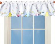 simhomsen embroidered easter bunny and egg curtain valance w 58" x l 14", spring/summer kitchen window treatment decor logo