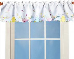 img 4 attached to Simhomsen Embroidered Easter Bunny And Egg Curtain Valance W 58" X L 14", Spring/Summer Kitchen Window Treatment Decor