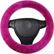 steering wheel cover plush vehicle steering wheel cover non-slip steering wheel protector winter warm car steering wheel cover universal auto car wrap cover car interior accessory (diam 13-17&#34 logo