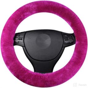 img 4 attached to Steering Wheel Cover Plush Vehicle Steering Wheel Cover Non-Slip Steering Wheel Protector Winter Warm Car Steering Wheel Cover Universal Auto Car Wrap Cover Car Interior Accessory (Diam 13-17&#34