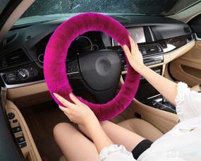 img 3 attached to Steering Wheel Cover Plush Vehicle Steering Wheel Cover Non-Slip Steering Wheel Protector Winter Warm Car Steering Wheel Cover Universal Auto Car Wrap Cover Car Interior Accessory (Diam 13-17&#34