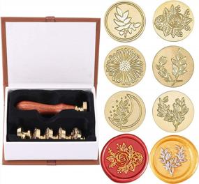 img 4 attached to 6-Piece Botanical Wax Seal Stamp Heads Set: Vintage Eucalyptus Seals For Wedding Envelopes & Invitations