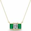 gia certified natural diamond & emerald 1.5ctw three stone pendant necklace 14k gold women logo