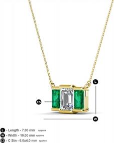 img 1 attached to GIA Certified Natural Diamond & Emerald 1.5Ctw Three Stone Pendant Necklace 14K Gold Women
