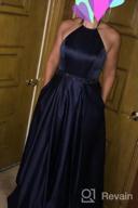 img 1 attached to Long Satin Prom Dress With Beaded Halter, A-Line Cut And Convenient Pockets For Women'S Formal Evening Gown review by Leo Black